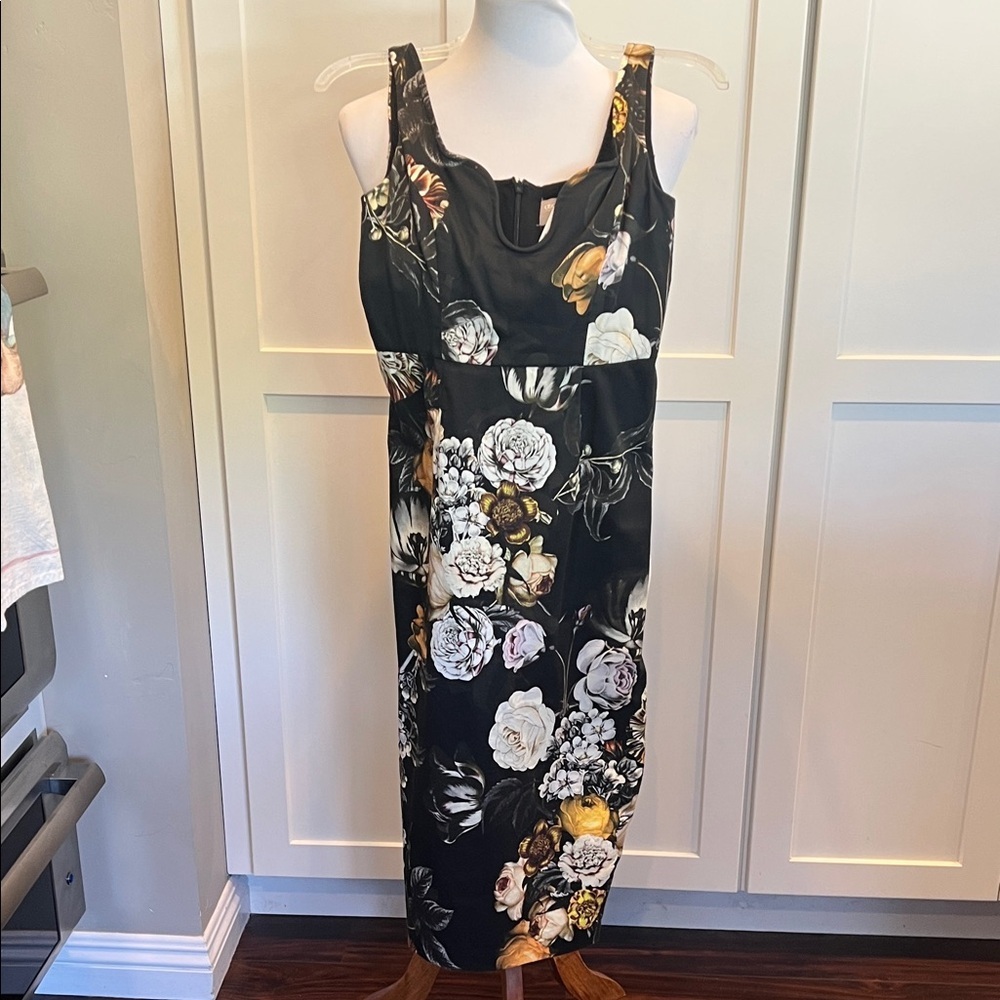ASOS Moody Floral Sleeveless Pencil Midi Dress - Size 4 - EUC - Picture 2 of 8